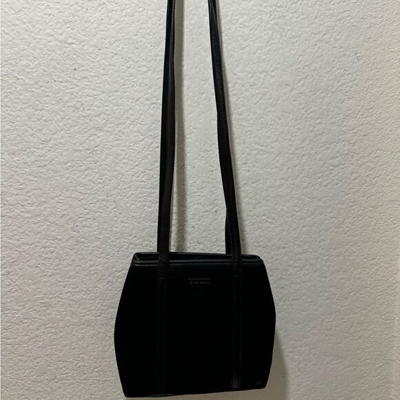 Nine West Small Black Purse Shoulder canvas leather trim Bag - Picture 7 of 10